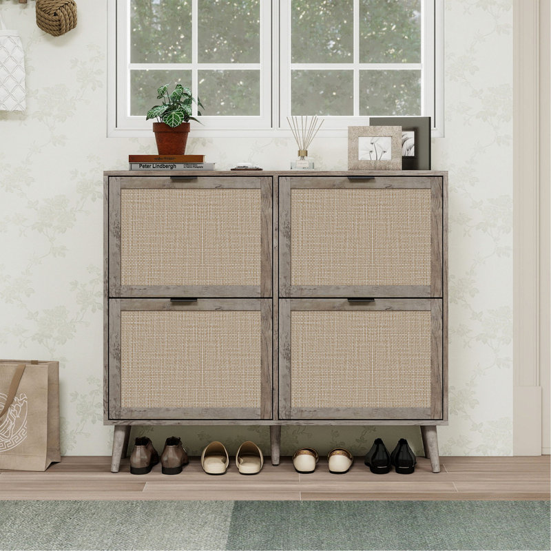 Range-chaussures 4 portes, armoire de rangement pour chaussures moderne autoportante, pour vestibule