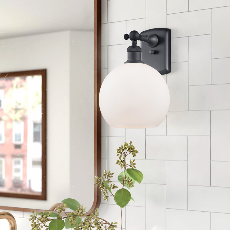 Baptista Armed Sconce, Oil Rubbed Bronze, Incandescent, Cased Matte White