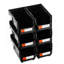 Bacs de rangement en plastique empilables, 14,8 x 8,5 x 7,1 pouces (paquet de 6), contenants en plastique pour organiser et bacs de rangement pour placard, garage, petites pièces, fournitures de bureau et autres accessoires, noir
