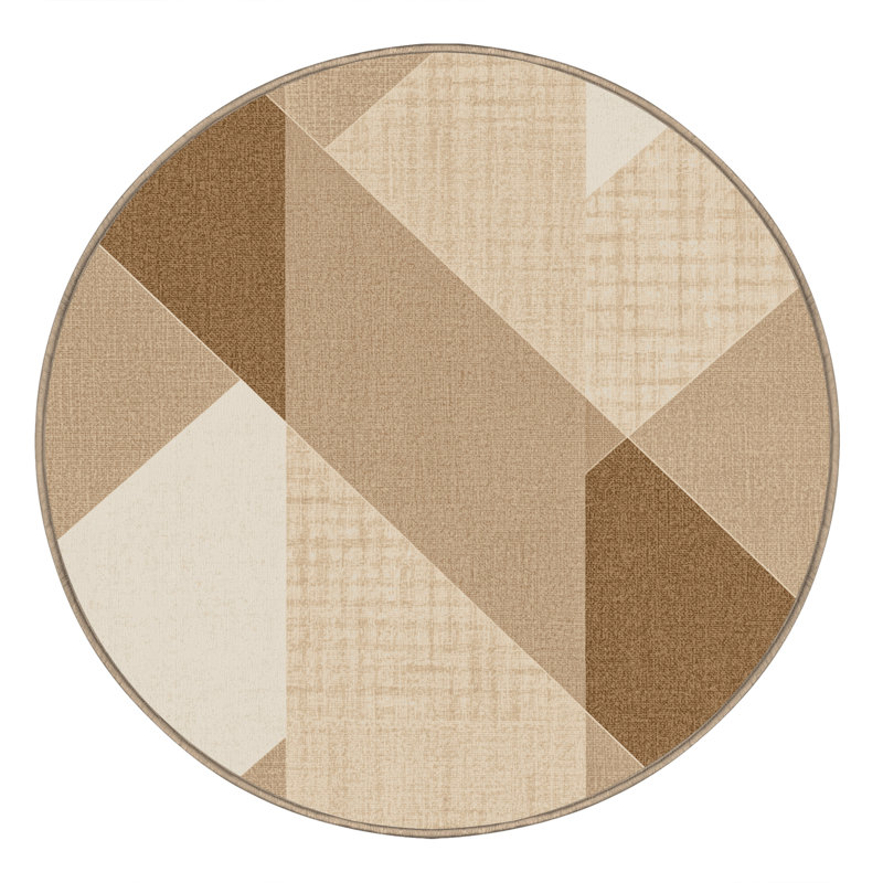 Tapis beige écossais lavable à la machine Wynsum Cottage Americana, Rond 4 pi