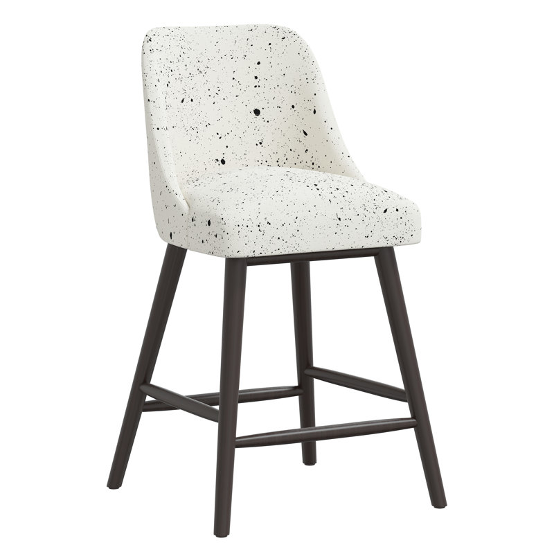 Lozelle Counter & Bar Stool, Counter Stool (27” Seat Height), Cross Hatch Tile Cobalt, Bella Light Grey Performance Velvet