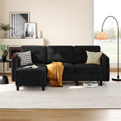 Sectional Sofa with Ottoman Reversible 3-Seater Chaise Lounge