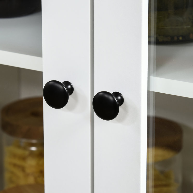 Garde-manger de 61 po - Blanc. Portes à fermeture douce et 2 tiroirs. Tablettes réglables pour la vaisselle, les casseroles, les poêles, les assiettes. Salon de salle à manger autoportant, fini blanc, tiroirs