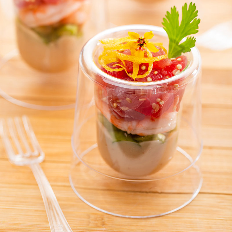 Restaurantware-5 Ounce Disposable Dessert Cups, 100 Plastic Cocktail Shooters- Sturdy, Double-Walled, Clear Plastic Appetizer Glasses, For Cocktails, Appetizers, or Desserts
