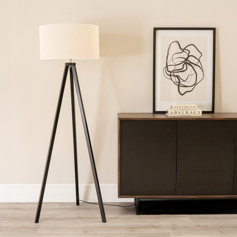Hannibal 151cm Tripod Floor Lamp, Natural, Black, Yes
