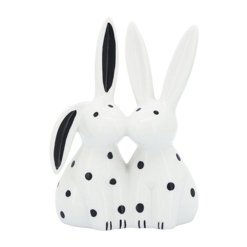 Ensemble de 2 figurines en porcelaine grise à motif de pois de 7 po pour bureau à domicile