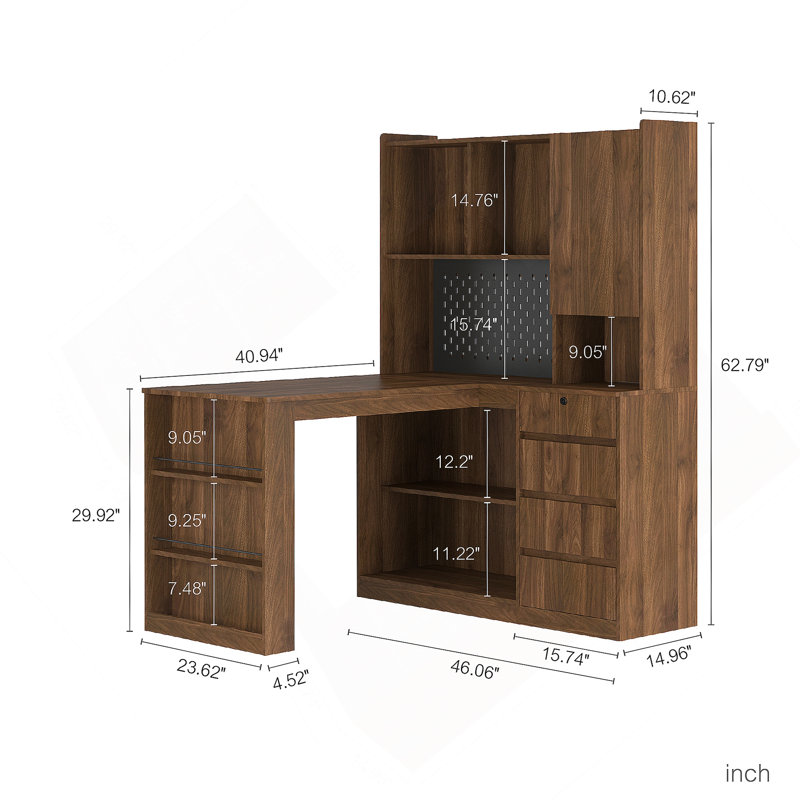 L Shaped Desk With Charger,Computer Desk With Drawers,Bookshelf, With LED Light,Modern Corner Desk,Home Office Desk,L-Shaped Study Table Writing Desk,Corner Gaming Computer Desk With Storage