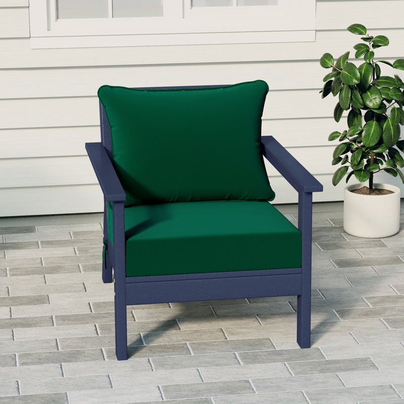 Hydea Deep Seating Chair With Cushions, Green, Navy Blue