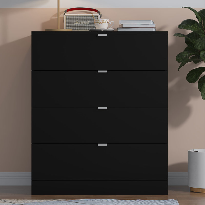 Marlyne 35.43cm W 4 - Drawer Chest of Drawers, Black
