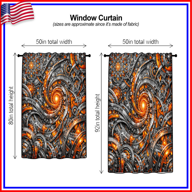 Rideaux, voilages et rideaux occultant Intricate Spiral Machines - 1 panneau, 50" x 80" - 1 Panel, Transparent