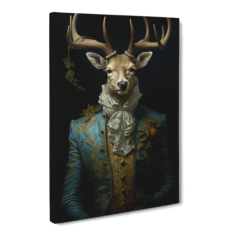 Stag Baroque Art - Wrapped Canvas, 50cm H x 35cm W x 3cm D