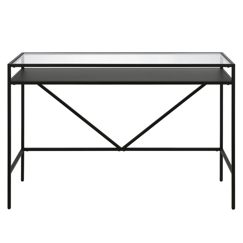 Glass Top Metal Base Writing Desk
