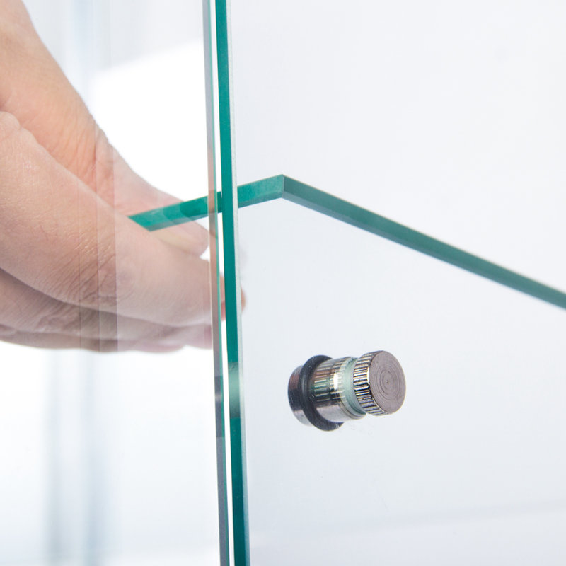 Modern Clear Tempered Glass 3-Shelf Curio Cabinet with 2 Doors