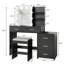 Ensemble de coiffeuse noire avec tabouret et miroir Malissia-1635138657