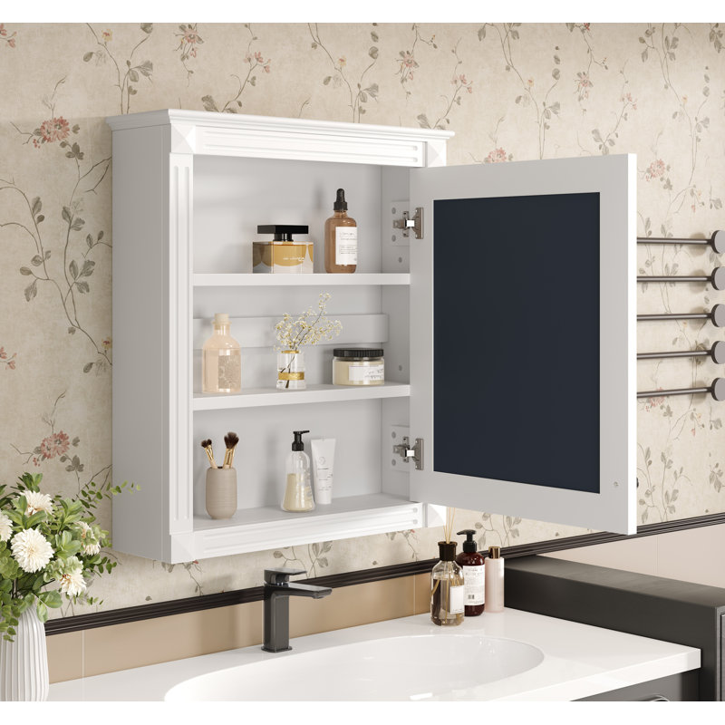 Armoire de rangement murale 24 po x 27 po avec miroir et armoire à pharmacie, Blanc