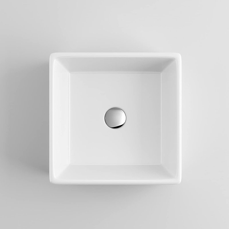 iBathUK Vistal Modern Square Ceramic Cloakroom Basin, Durable and Stylish Countertop Bathroom Sink, Easy to Maintain
