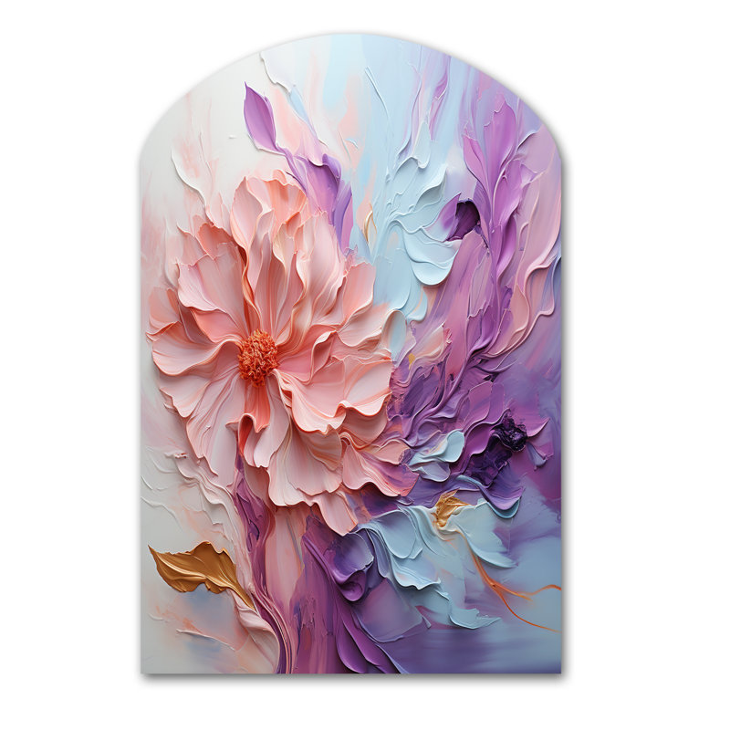 «Whirling Dreamscape», décoration murale en arc en spirale abstraite, reproduction d'art asymétrique rose en métal