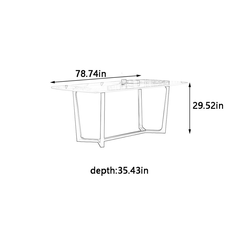 Table de salle à manger, H 29,52 po x L 78,74 po x l 35,43 po