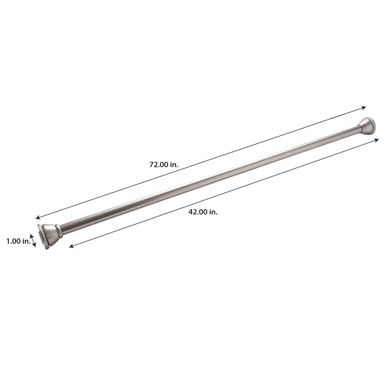 Adjustable Satin Nickel Tension Shower Curtain Rod 42-72 Inches
