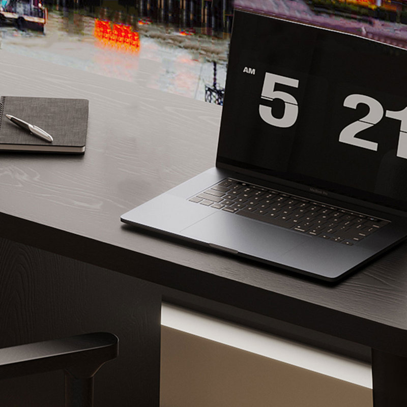 Black Rectangular Solid Wood desk, 29.53" H x 70.87" W x 23.62" D