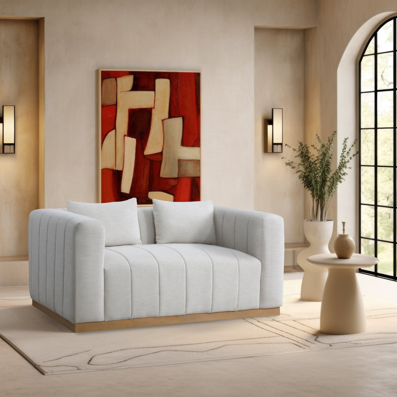 Hyams 67'' Loveseat, Cream Linen Textured Fabric