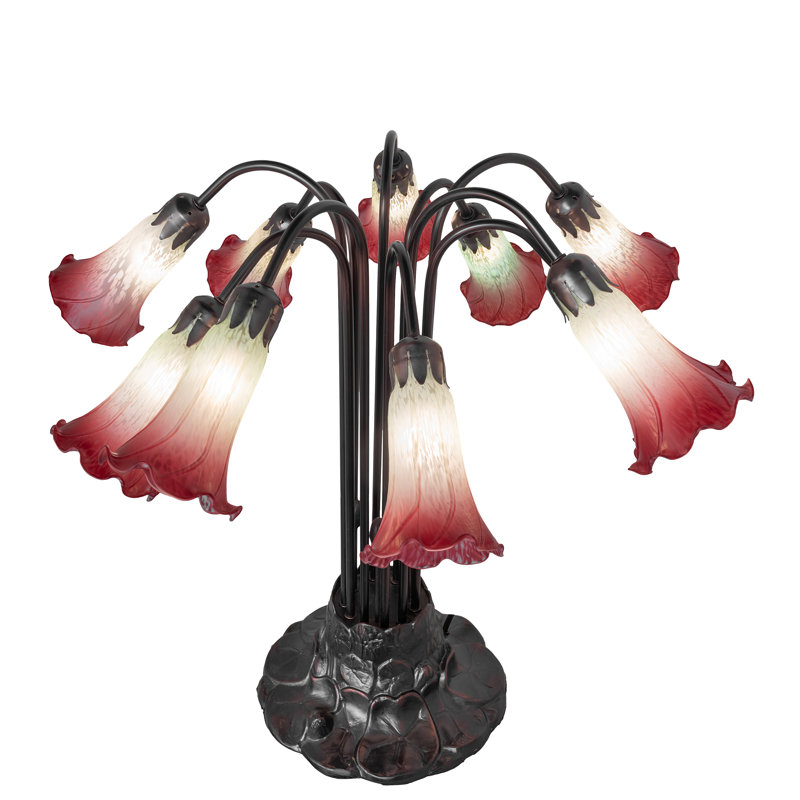 Pond Lily Table Lamp, Seafoam/Cranberry
