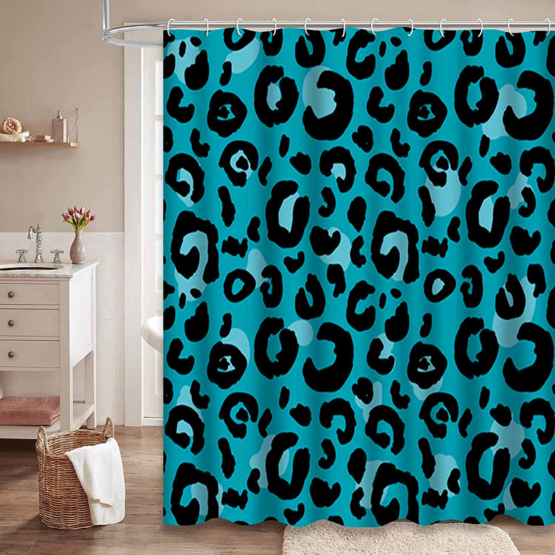 Rideau de douche imperméable à motif de léopard avec 12 crochets, L 72 po x l 72 po