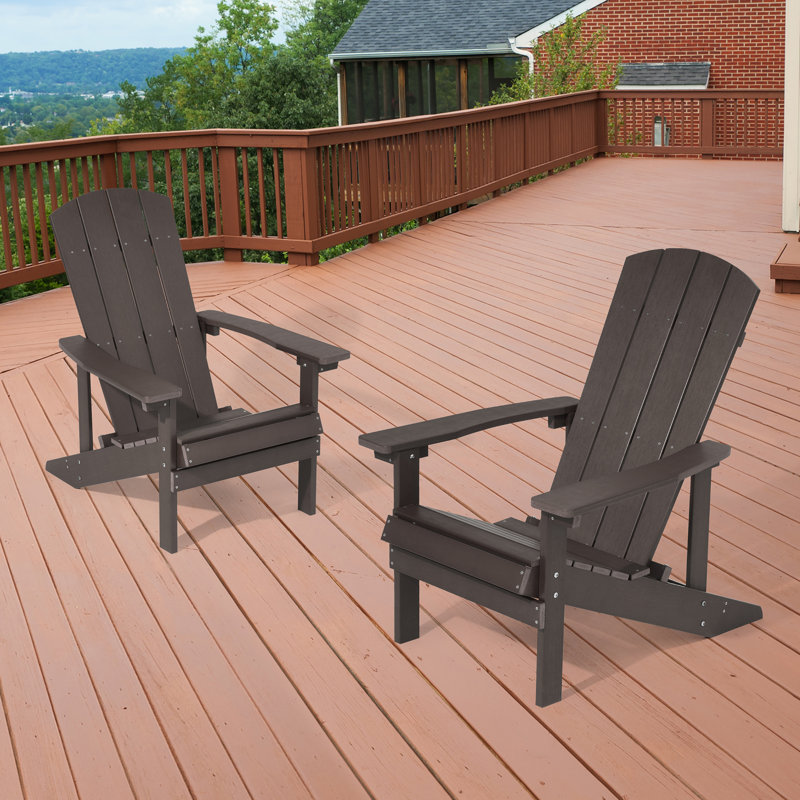 Ensemble de 2 chaises Adirondack en plastique Hachirou, chaise de patio Hachirou toutes saisons avec design ergonomique, chaise de foyer d'extérieur pour terrasse