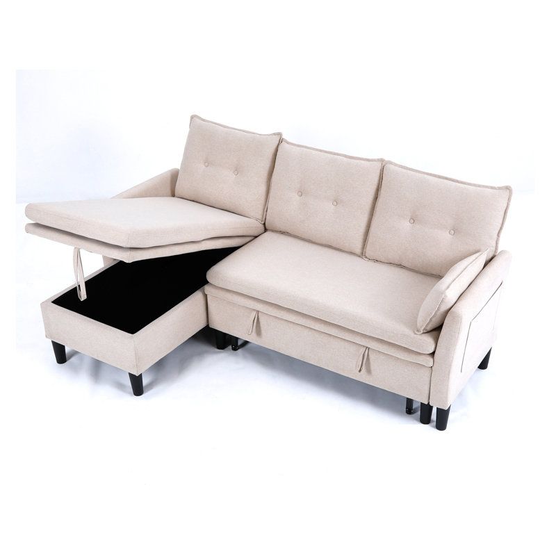Canapé-lit modulaire réversible avec méridienne de rangement, Beige