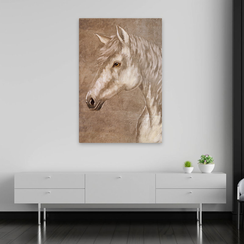 Perle - art contemporain d'étalon blanc, H 60 po x l 40 po
