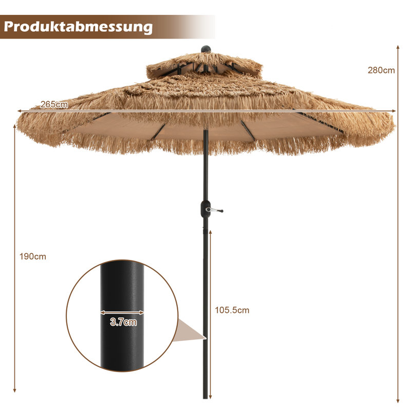 Janell 270cm Beach Umbrella Parasol