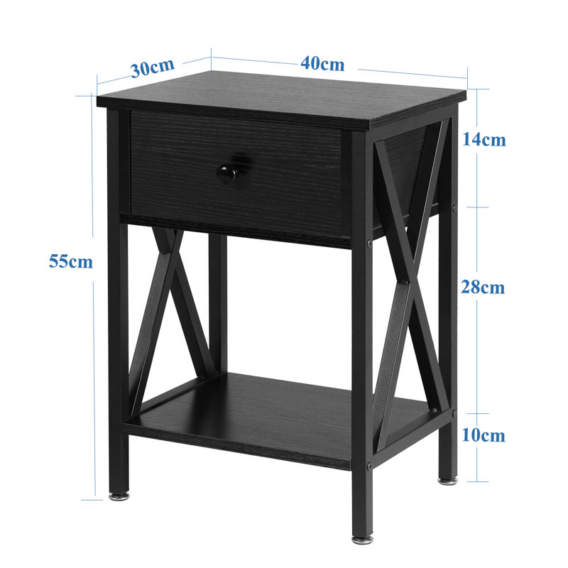 NS 1 Drawer Beside Table, Black