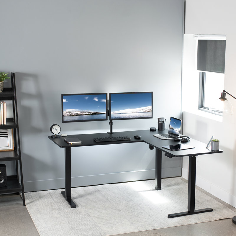 Black Adjustable Height L-Shaped Electric Standing Desk