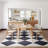 Simple Fresh Square Pattern Non-Slip Bottom Cotton Fabric Retro Senior Black Carpet Fringed Area Rug-641657142