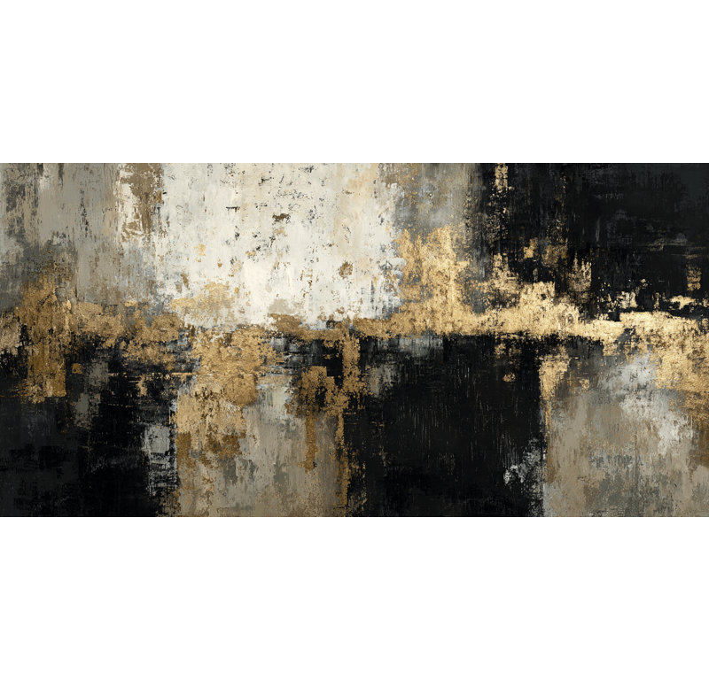 Art mural sur toile dorée, H 27,5 po x l 55 po x P 1,5 po