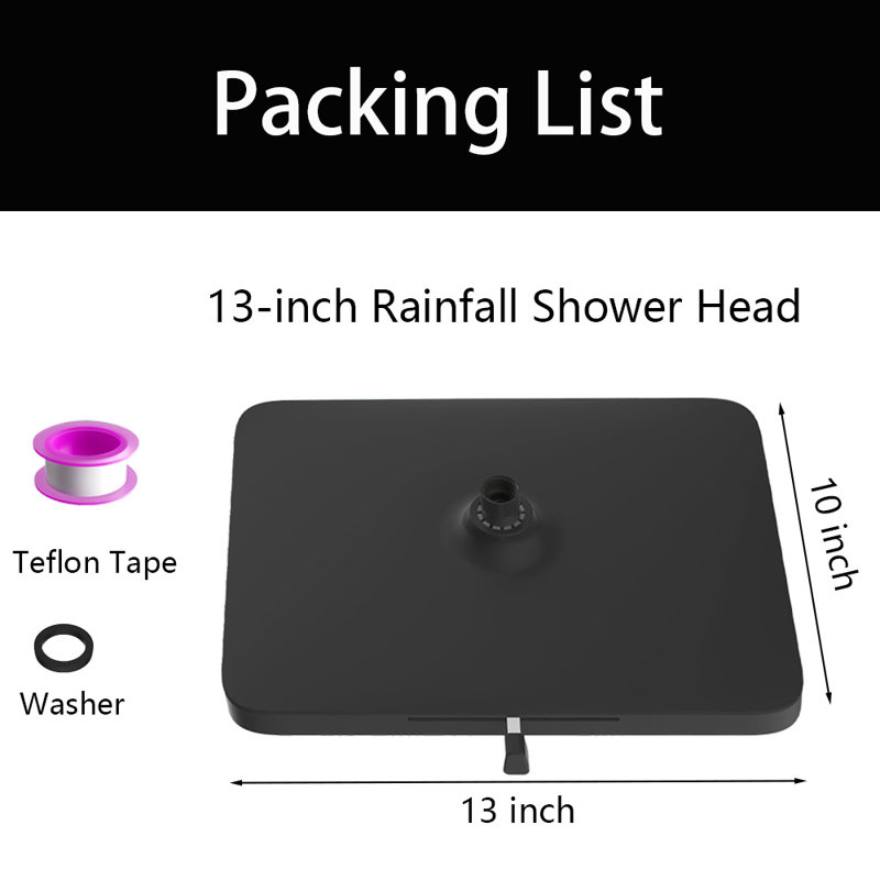 13'' High Pressure Rain Shower Head, 5 Spray Modes Shower Head With Adjustable Swivel Ball Joint, Matte Black