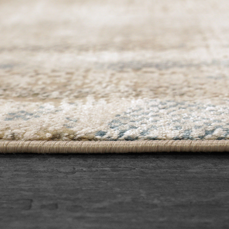 Tapis oriental ivoire / bleu Amalan, Rectangle 9 pi x 12 pi