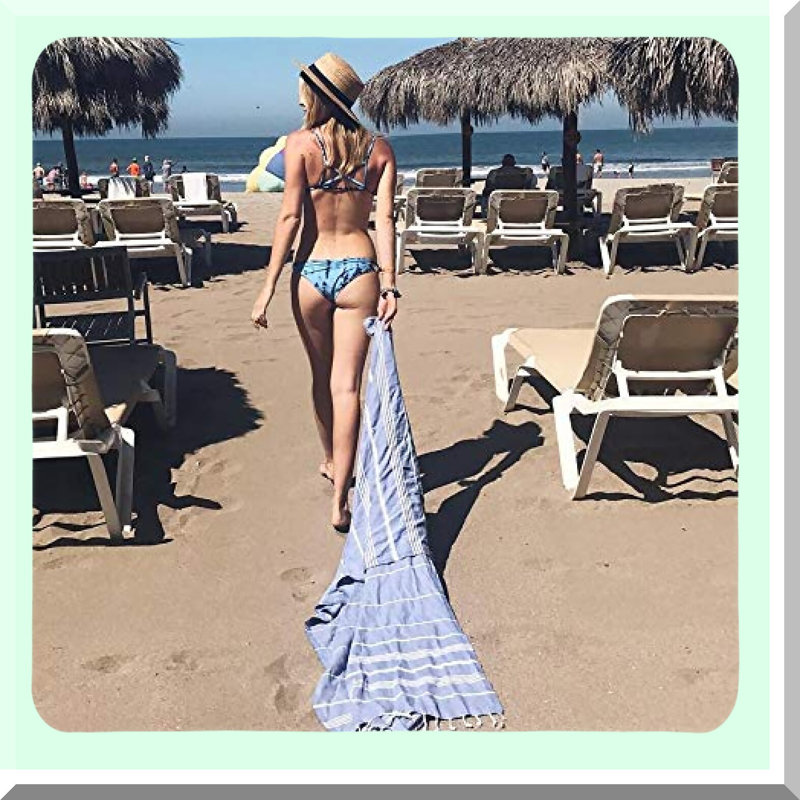PureCotton Anatolia Turkish Bath Towel - 37x70 Inches, Grey Blue