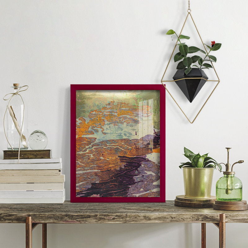 Paysage de Monet VII sur papier, Rouge, H 15 po x l 12 po x P 1 po