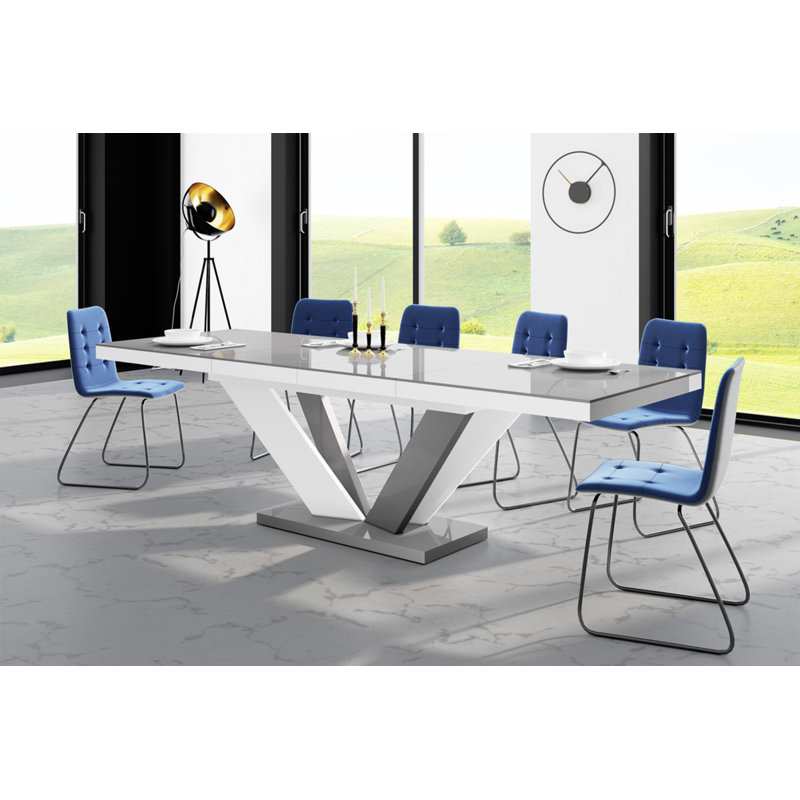 Chingiz Extendable Dining Table, Grey/White