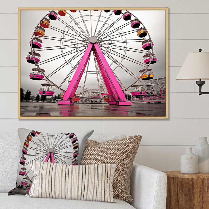 Grande roue rose Merrygoround Magic II - impression, H 12 po x l 20 po, Encadrement doré