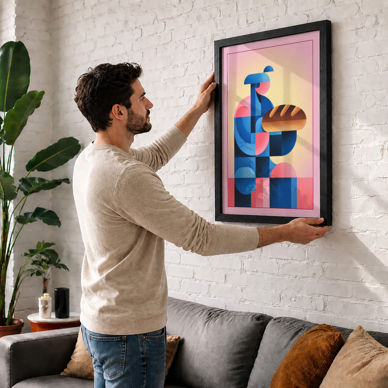 Nourishment Mid-Century - Framed Print, Black, A3 - 42.0 x 29.7 cm