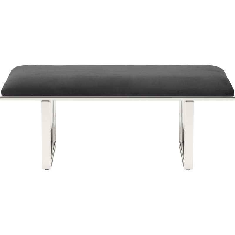 Elle Decor Remi Velvet Bedside Bench, Upholstered Ottoman, Easy Assembly, Dark Gray