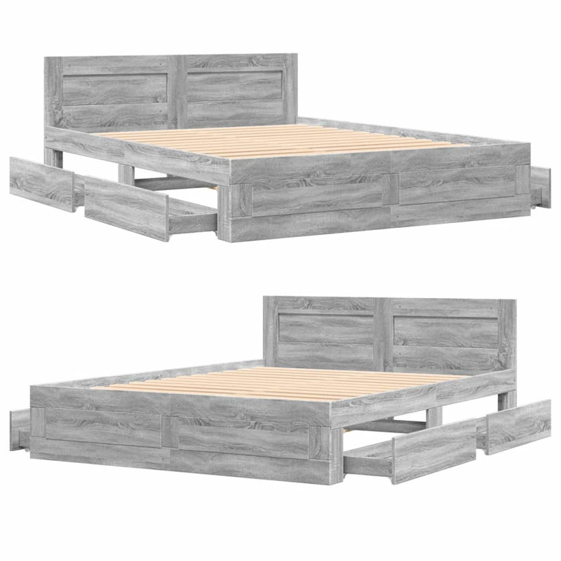 Storage Bed, European Kingsize (160 x 200 cm), Grey Sonoma