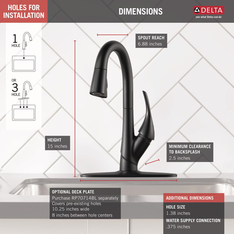Esque Pull Down Single Handle Kitchen Faucet, Matte Black