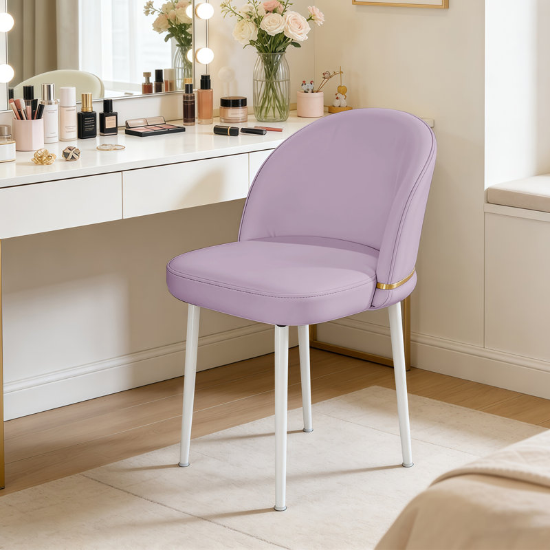46 cm H Upholstered Faux Leather Dining Chair, Purple