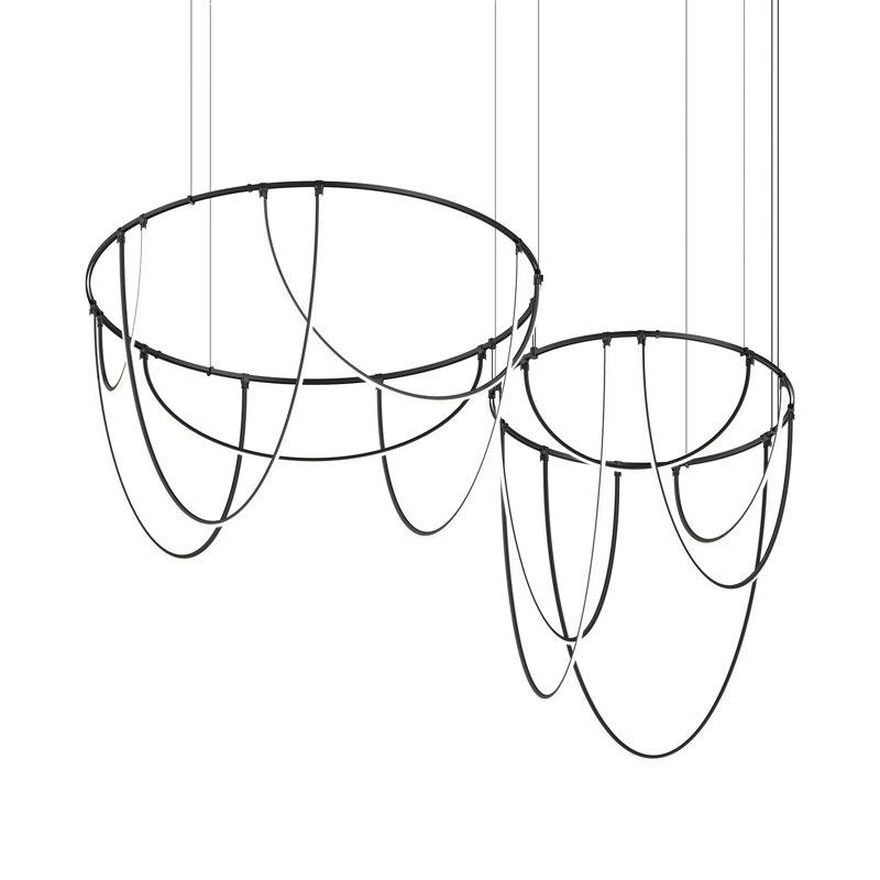 Suspenders 82" 12-Light 3000K Dimmable Integrated LED Chandelier, Satin Black