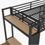 Structure de lit double pleine grandeur avec garde-robe, lit mezzanine en métal avec tablettes de rangement et panneau perforé, noir-1578981867