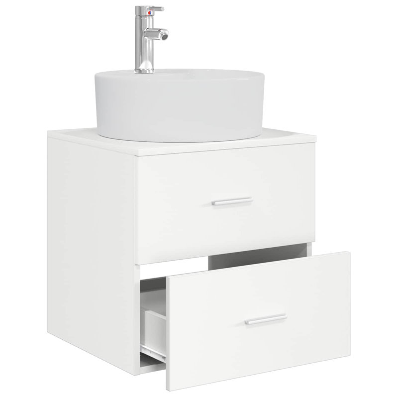 Single Bathroom Vanity with Ceramic Basin, White