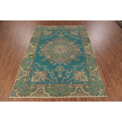 Handmade Blue Traditional Area Rug 7x10